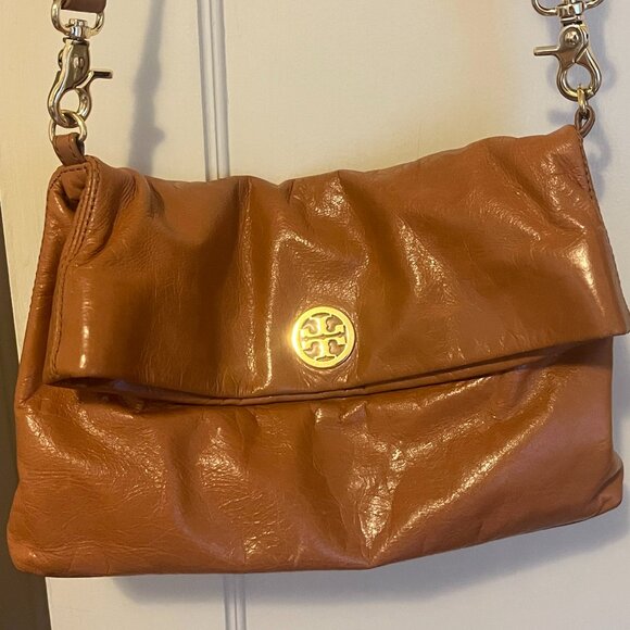 Tory Burch Tan Leather Foldover Bag - Picture 2 of 13